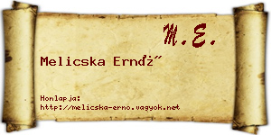 Melicska Ernő névjegykártya